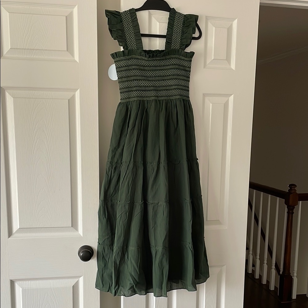 NWT Hill House Home The Ellie Nap Dress in Green Shadow Stripe, size XS